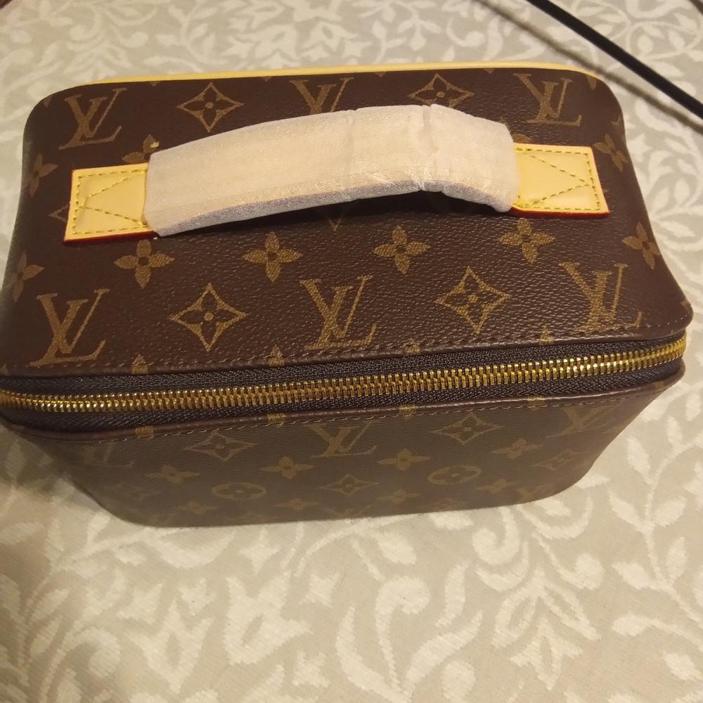 Louis Vuitton Brown Monogram Travel Vanity Case with Tan Trim